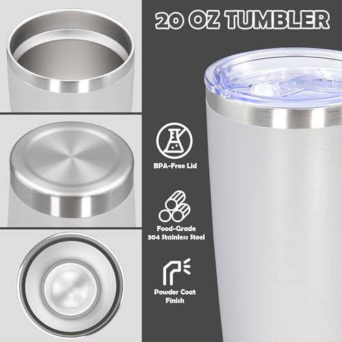 20oz Tumbler Stainless Steel Tumbler Coffee Tumbler with Lid White