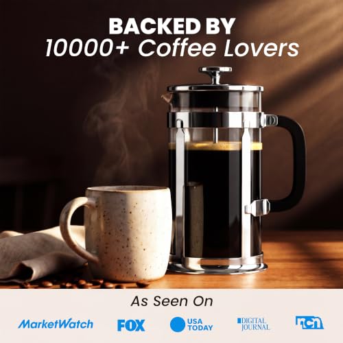 EzDtach French Press Coffee Maker 34oz Chrome