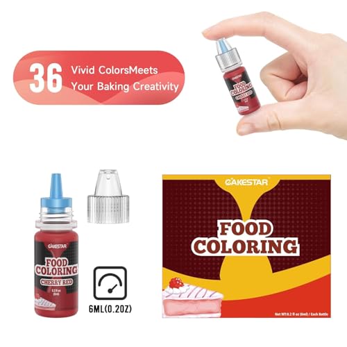 36 Colors Concentrated Liquid Food Coloring 6ml (36 Fl Oz)