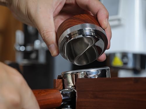 54mm Espresso Distribution Tool Rosewood Adjustable Stainless Steel Coffee Distributor Leveler Compatible with Breville Espresso Machine Accessories