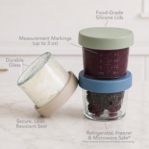 Glass Baby Food Storage Jars with Silicone Lids (12 Count)