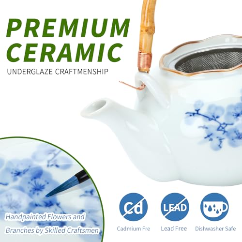 Japanese Tea Set Porcelain Tea Set with Teapot and Tea Cup Set for 4