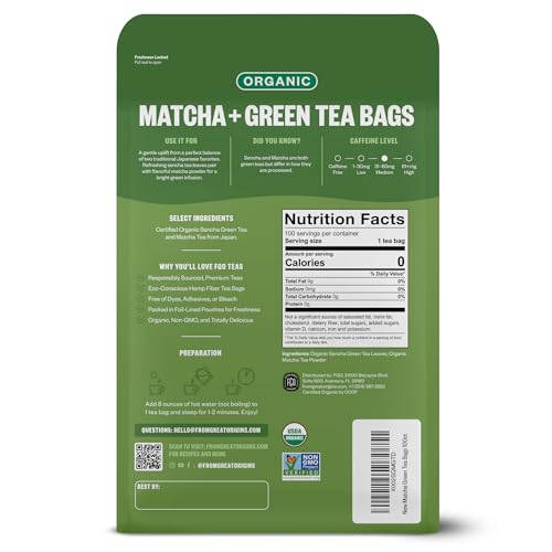 Organic Japanese Matcha + Green Tea (100 Count)