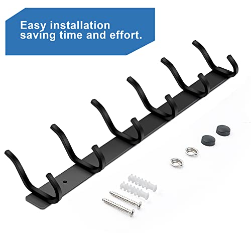 Coat Rack Wall Mount with 6 Hooks (2 Count)