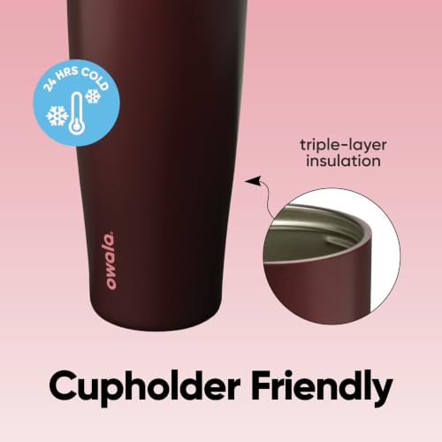 FreeSip Tumbler Stainless Steel Water Bottle 30 oz Black Cherry