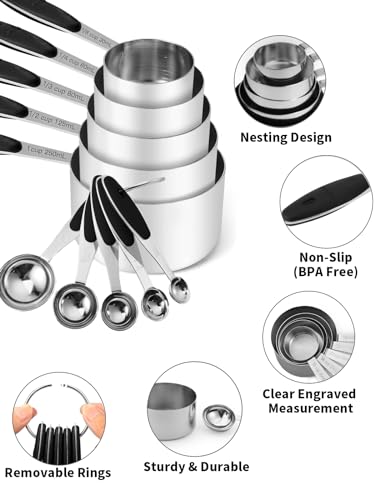 Measuring Cups and Spoons Set 304 Stainless Steel 10