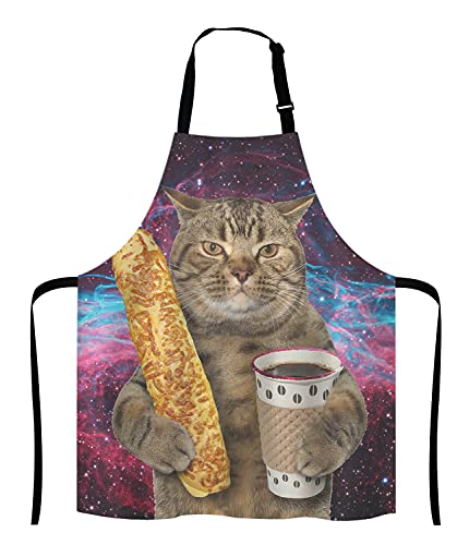 Funny Galaxy Cat Adjustable Bib Apron