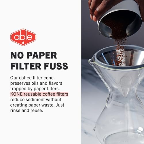 Able KONE Reusable Stainless Steel Coffee Filter Compatible with Chemex