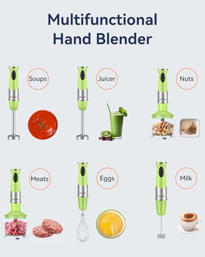 Immersion Blender Handheld 1000W 5 in 1 Corded Stick Hand Blender Kitchen with 12 Speed
