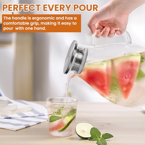 3 Litre 101oz Glass Pitcher with Lid and Spout