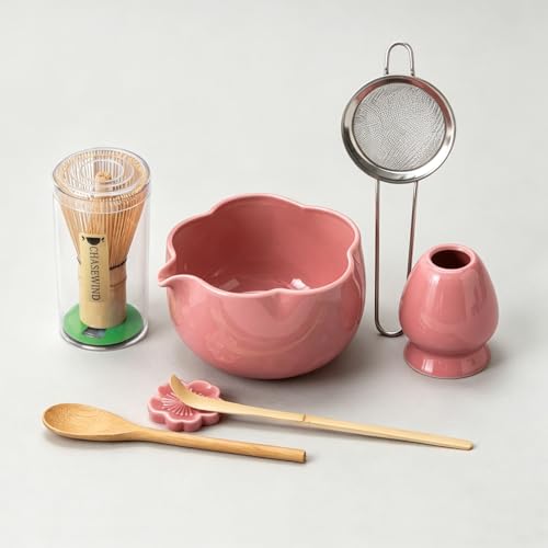 Matcha Set 8Pcs Floral Ceramic Matcha Kit with Matcha Whisk