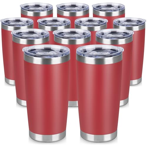 20 oz Tumbler Stainless Steel Tumblers Bulk with Lid Double Wall Insulated Coffee Tumbler Cups for Hot & Cold Drinks Powder Coated Travel Coffee Tumbler Mug Metal (12 Count)