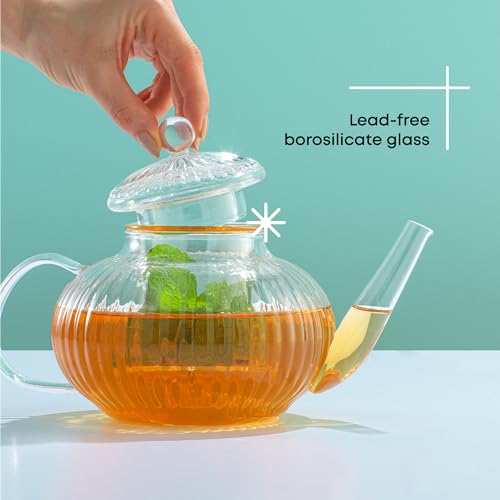 Fluted Glass Teapot Set 34oz
