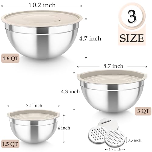 Mixing Bowls Stainless Steel Nesting Salad Bowls Set (6 Count)