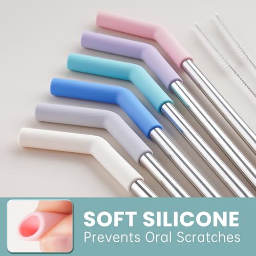 6 Pack Metal Straws with Silicone Tip Fit for Stanley 14 (6 Count)