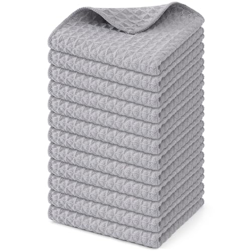 Microfiber Waffle Weave Kitchen Dish Cloths (12 Count)