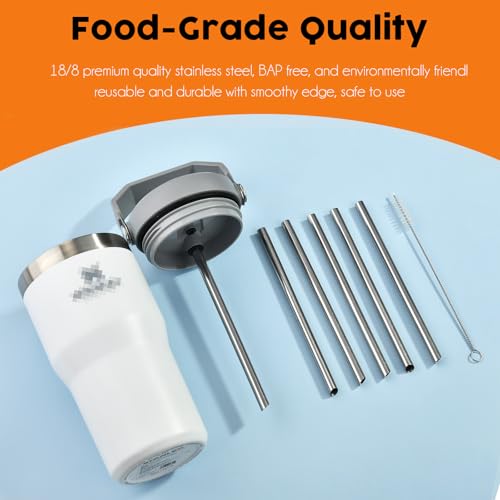 Stainless Steel Straws Compatible with Stanley Iceflow 20oz Flip Tumbler (6 Count)