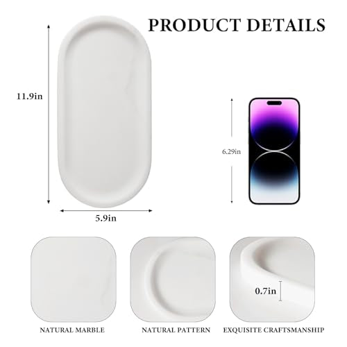 Natural Marble Tray for Bathroom Decor Countertop