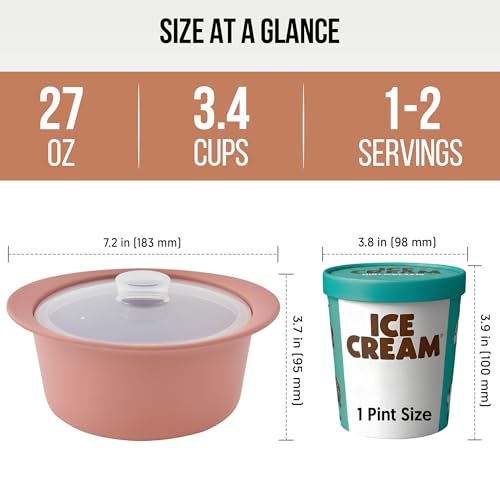 27oz Platinum Silicone Microwave Steamer Pot with Handle & Lid