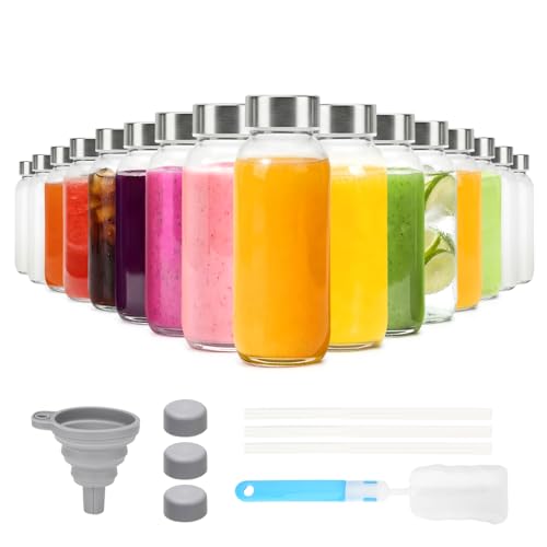 Glass Juice Bottles with Lid 12 oz