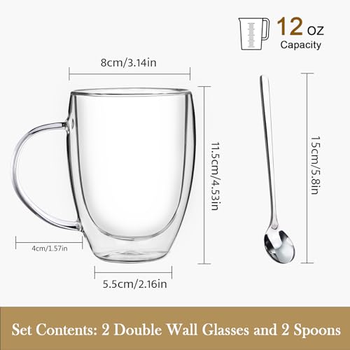 Double Wall Glass Coffee Mugs (2 Count)