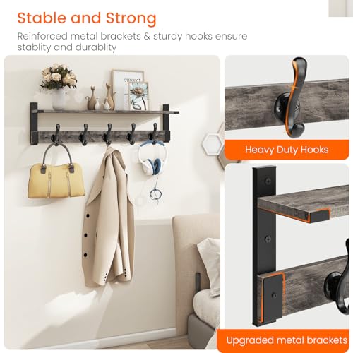 Coat Rack Wall Mount with Shelf