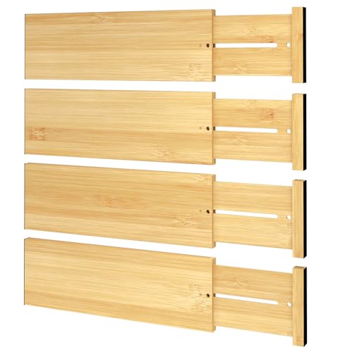Bamboo Expandable Drawer Dividers (4 Count)
