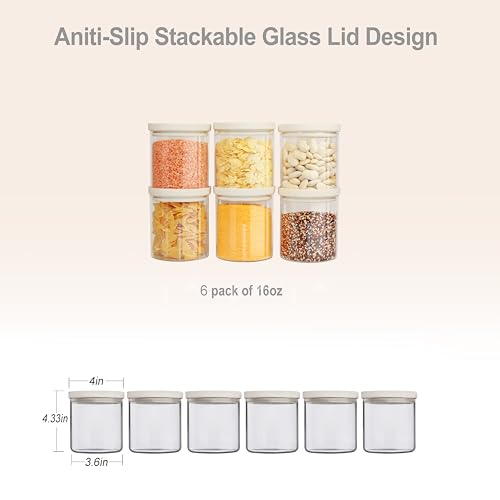 Glass Food Storage Jar with Glass Lid (6 Count)