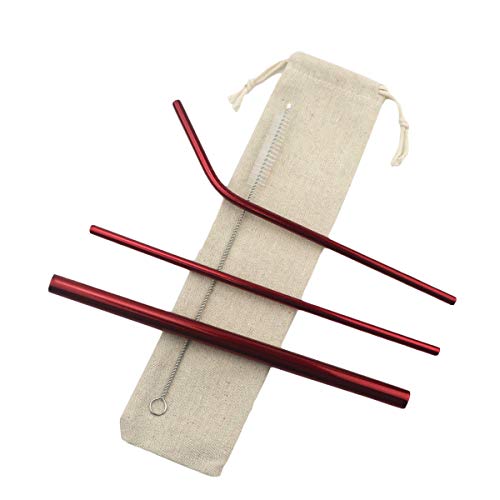 Metal Straws Stainless Steel Straws 8.5" Drinking Straws Reusable 3 Set