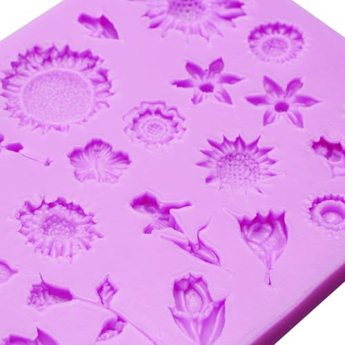 Leaf Silicone Mold Sunflower Flower Chocolate Mold for Cake Decoration (2 Count)