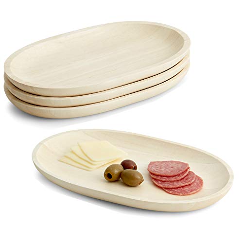Woodard & Charles Whitewash Oval Wood Serving Trays (4 Count)