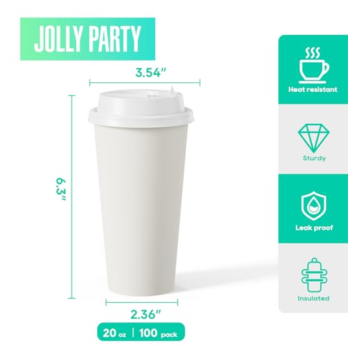 100 Pack 20 oz Disposable Paper Coffee Cups with Lids (100 Count)
