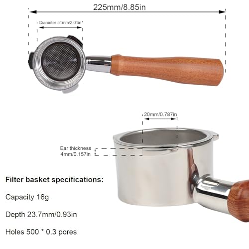 51mm Bottomless Portafilter 3 Ears Compatible with CASABREWS CM5418 and 3700 Series