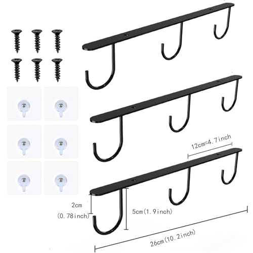 3pcs Under Cabinet Mug Hooks