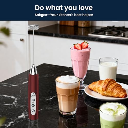 Milk Frother Wand Rechargeable Handheld Electric Whisk 3 Speed Adjustable