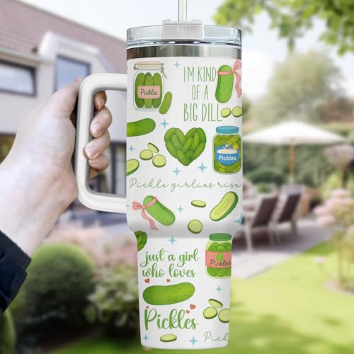 Funny Pickle Just Girl Who 40 oz Tumbler with Handle