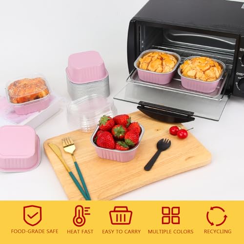 120 Pack 10oz Mini Cake Pans with Lids and Spoons for Bake Sales (120 Count)