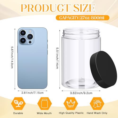 4 Pcs Plastic Jars Wide Mouth with Lids (4 Count)