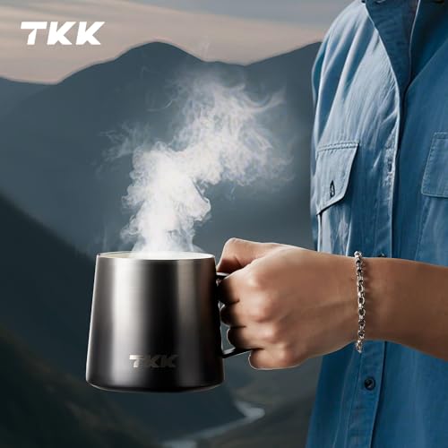 12 oz Insulated Coffee Mug with Handle Ceramic Coating Detachable Slider Lid Stainless Steel Tumbler Double Wall Vacuum Travel Cup