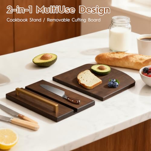 Beautiful Cookbook Stand with Removable Cutting Board