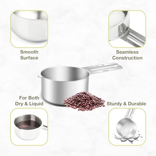 2PCS 1/2Cup (120ml, 4oz) Measuring Cup, Etched Inner Scale Measure Scoop (2 Count)