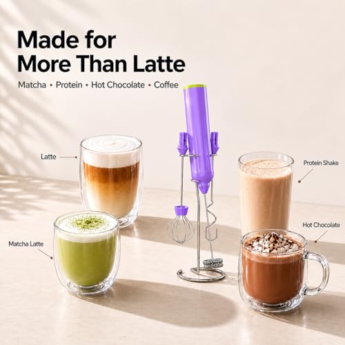 Milk Frother Handheld with 3 Stainless Steel Whisks