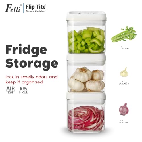Flip Tite Food Storage Container 5" LARGE Size Airtight Lid Lock Top (3 Count)