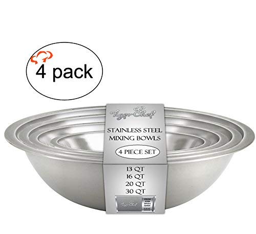 Large Stainless Steel Standard Weight Mixing Bowls Set