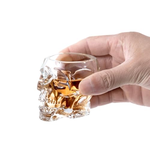 Set of 6 Skull Shot Glasses 2.8 Oz Clear 3D Design (6 Count)