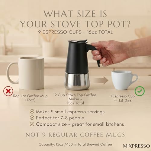9 Cup Greca Moka Pot (9 Espresso Cups)
