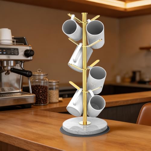Gold Marble Mug Holder Tree with 2