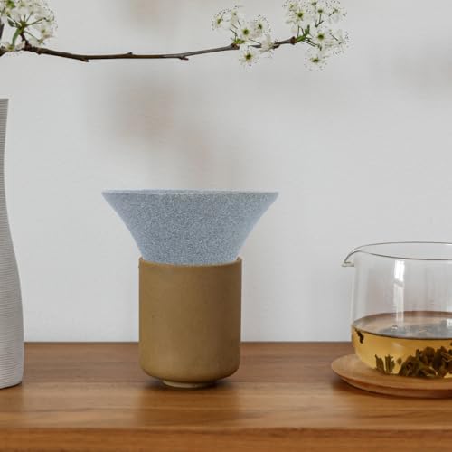 Ceramic Tea Filter Cup Reusable Tea Strainer for Loose Leaf Coffee Filter Ceramic Dripper with Fine Holes 4.33 X 4.33 X 2.16 in for Home and Restaurant Use