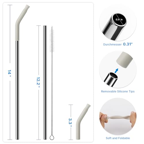 Metal Straw with Silicone Tip for 40oz Stanley Cup