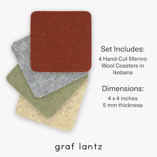 Bierfilzl Merino Wool Square Coasters Set of 4 (4 Count)